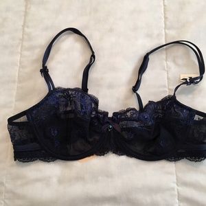 Lise Charmel Charmelle 28 Bra 38B Blk/Bl NWT